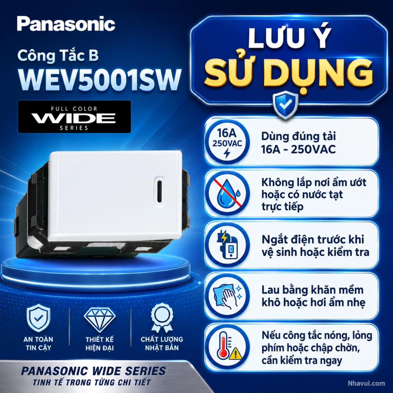 Công tắc B 1 chiều Panasonic Wide Series WEV5001SW